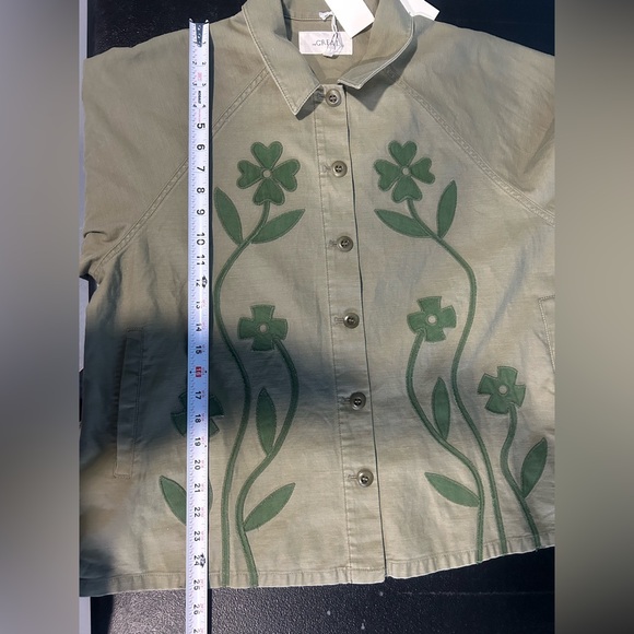 The Great Floral Applique Jacket Commodore Army Green Pockets NWT Size 3/Large - Picture 12 of 12